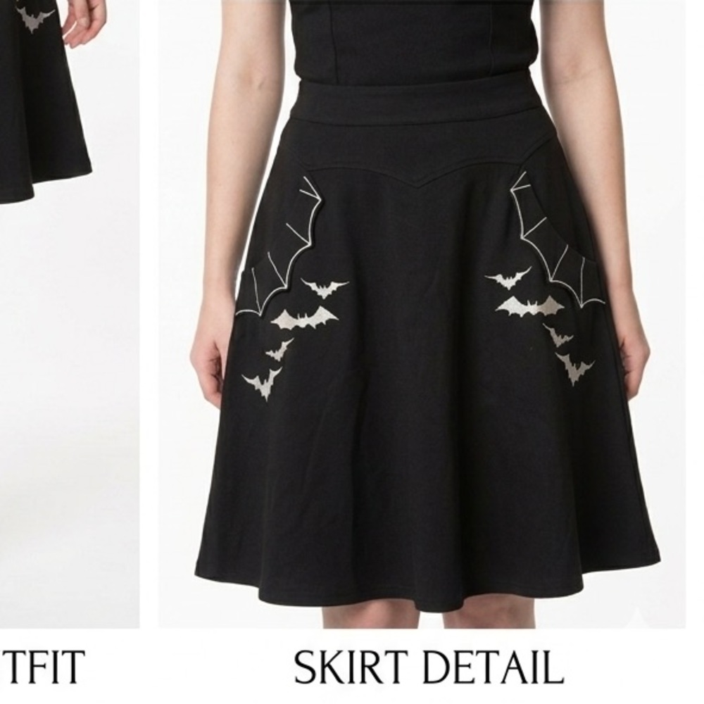 Lost Queen Black A-Line Bats & Spider Web Women's Skirt